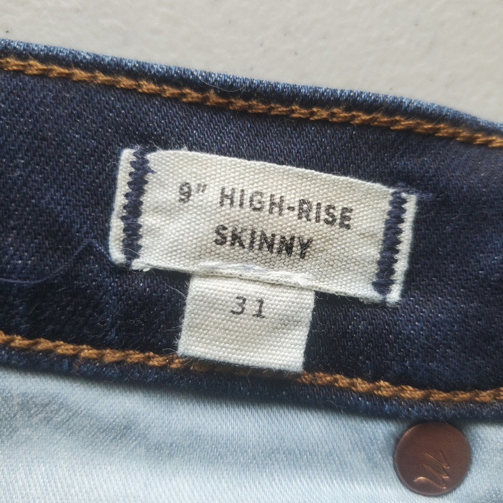 Madewell 9 Inch High Rise Skinny Jeans Dark Wash Blue Denim F8990 Womens Size 31 - Picture 4 of 12